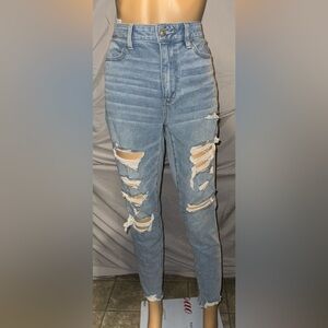 American Eagle Outfitters High Rise Ripped Blue Jeans
